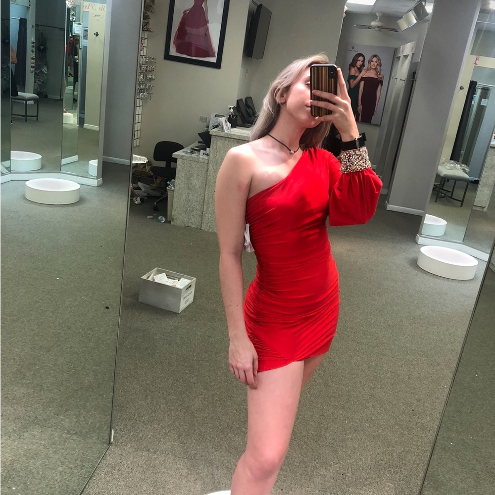 COPY - Sherri hill 53994 homecoming dress red